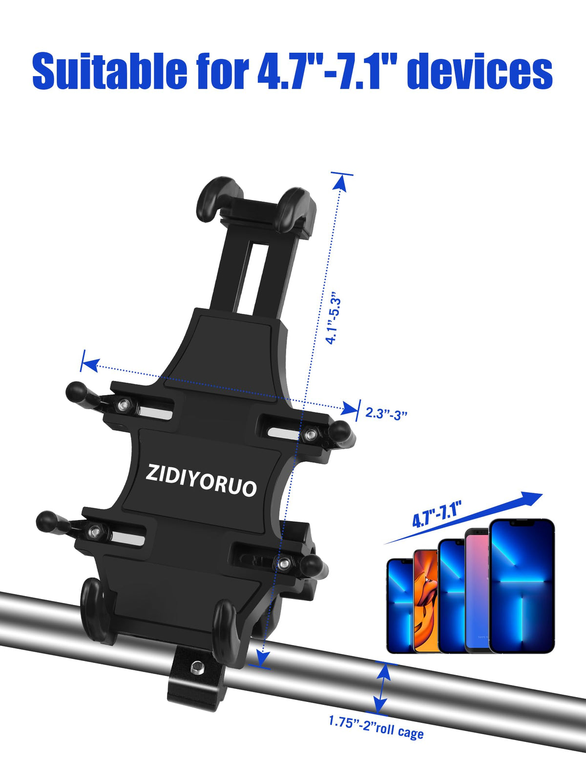 ZIDIYORUO mount beside smartphone showing scale and compatibility reassurance