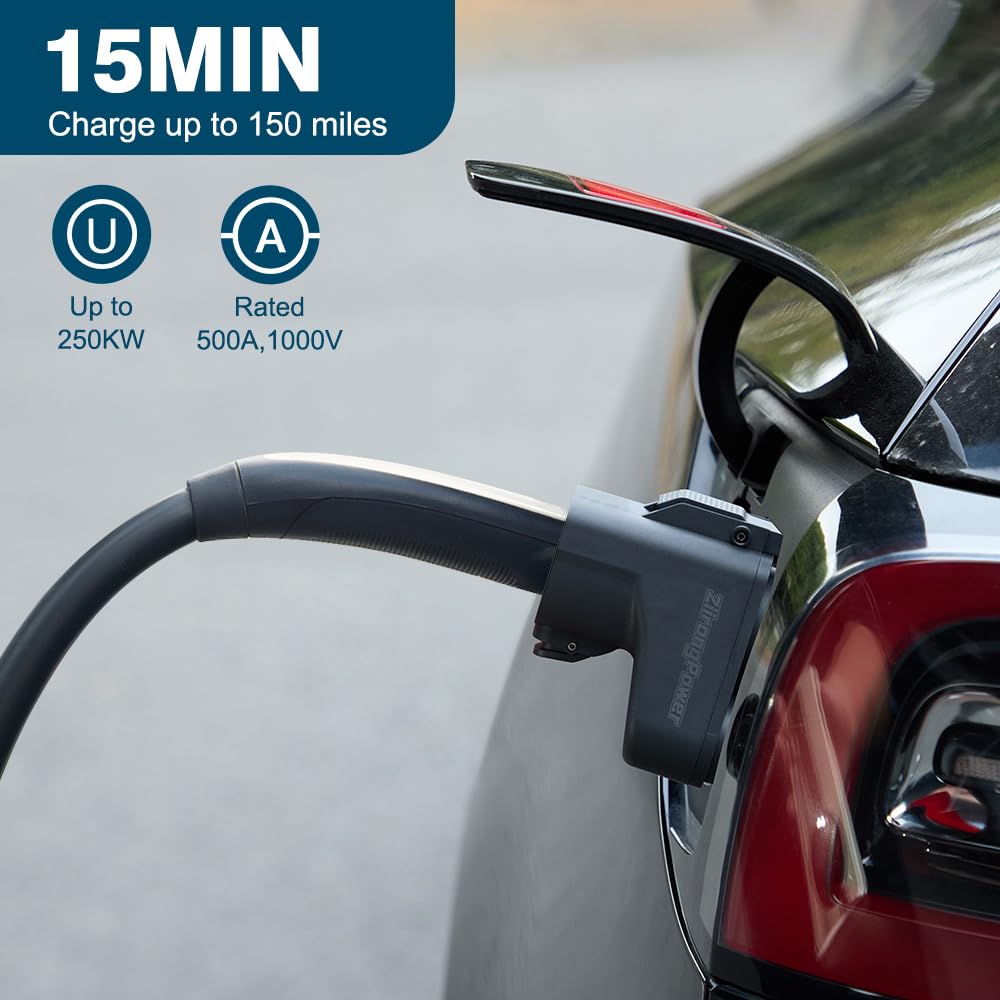 ziirongpower adapter installed on Tesla charge cable demonstrating secure connection for fast charging