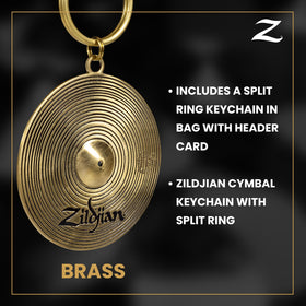 Zildjian keychain clipped to backpack for quick gear identification