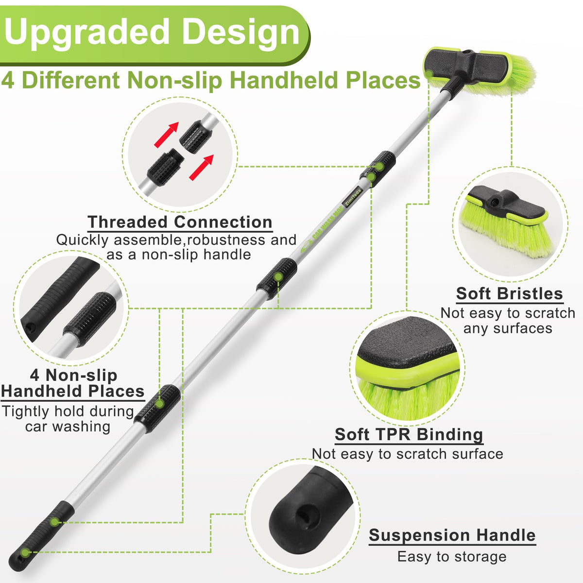 ZimiTeda soft bristles closeup protecting paint while delivering thorough cleaning