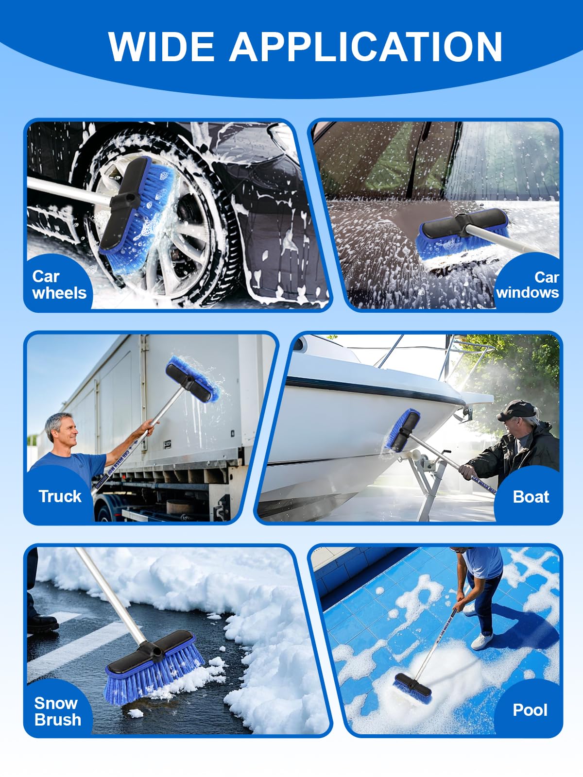 ZimiTeda washing an SUV roof in a driveway illustrating efficient, safe cleaning