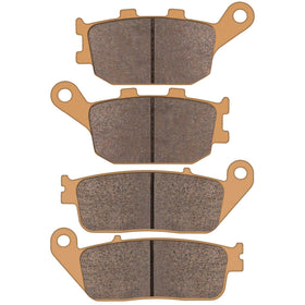 Zinger Auto Parts front and rear pad set showing packaging and contents, reliable replacement