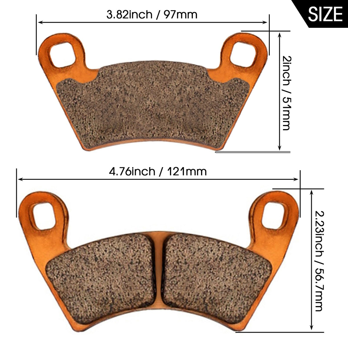 Zinger Auto Parts pads beside ruler showing exact size for correct fitment