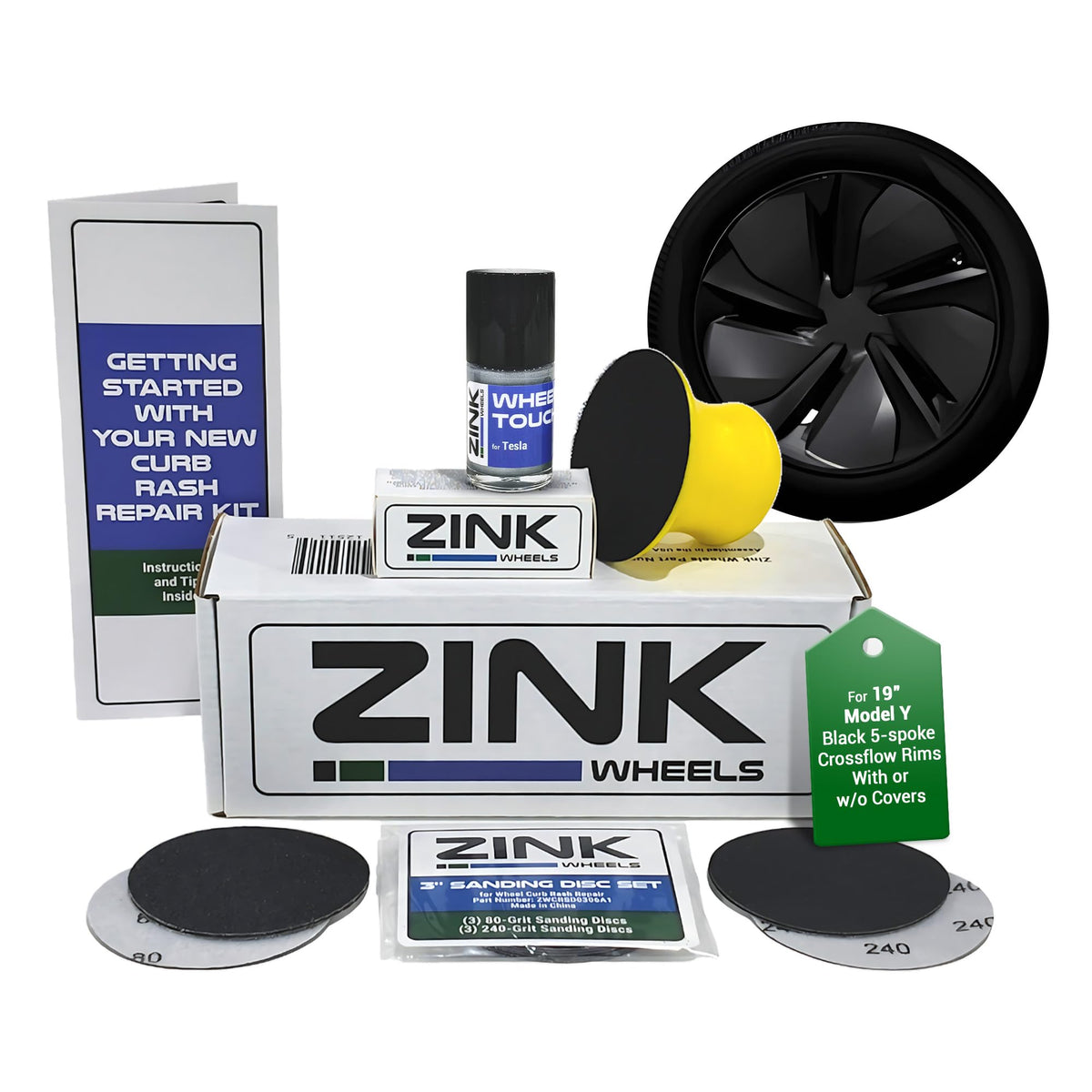 Zink Wheels kit front packaging showing components and benefit of easy curb repair
