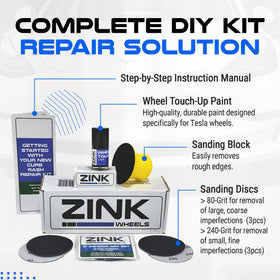 Zink Wheels brush applying paint to rim for seamless curb rash concealment