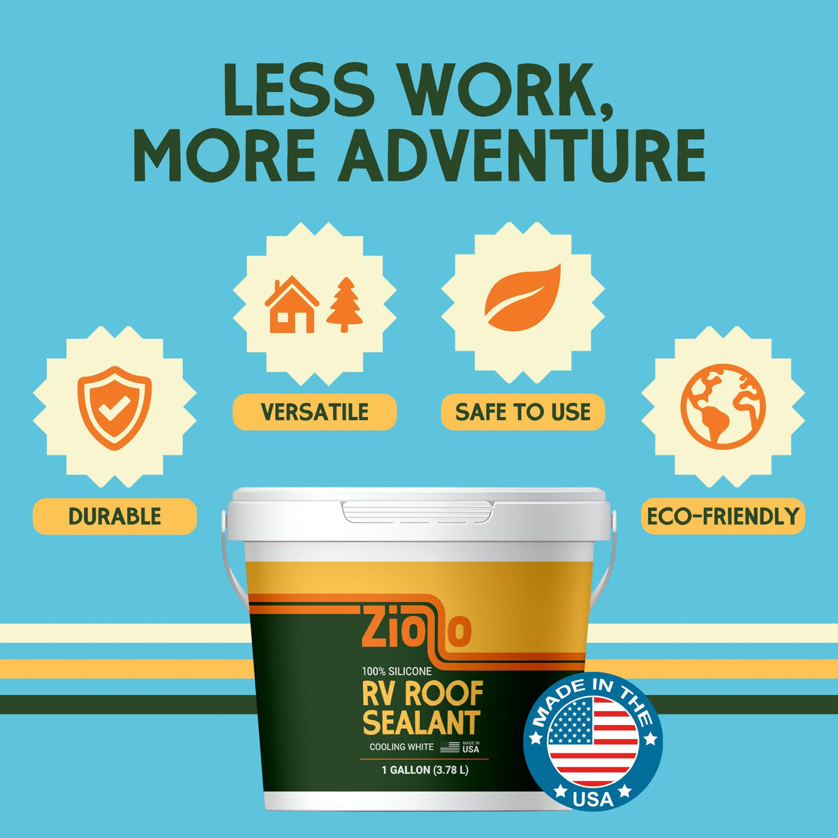 Ziollo coverage shown against measuring tape to illustrate one-gallon reach
