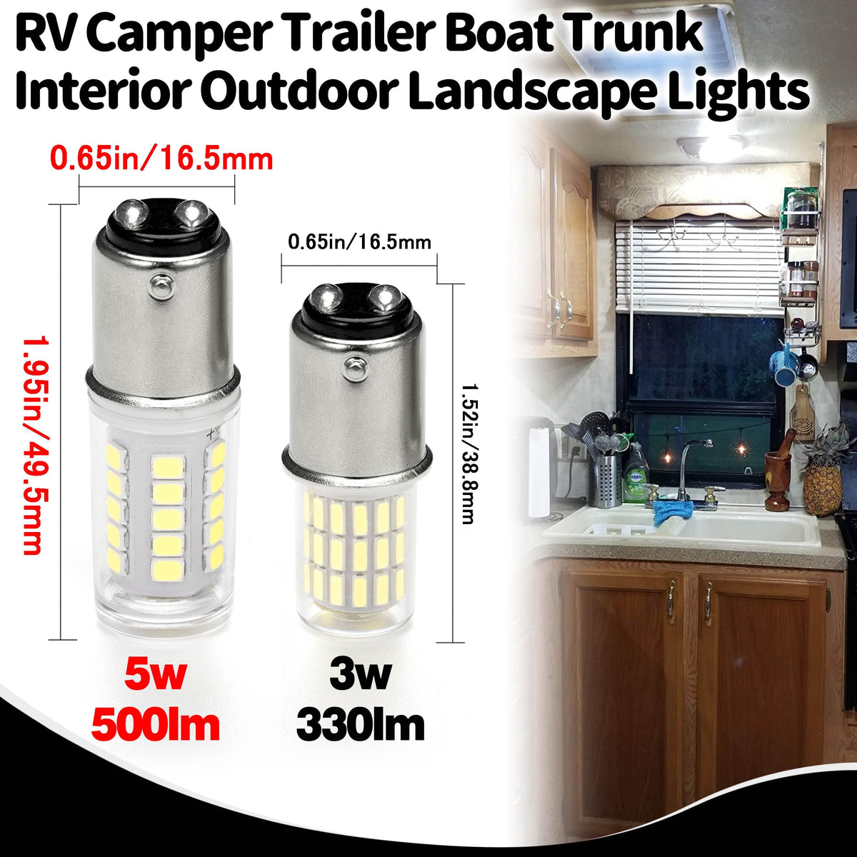 Ziomitus installed in RV reading light illustrating improved visibility benefit
