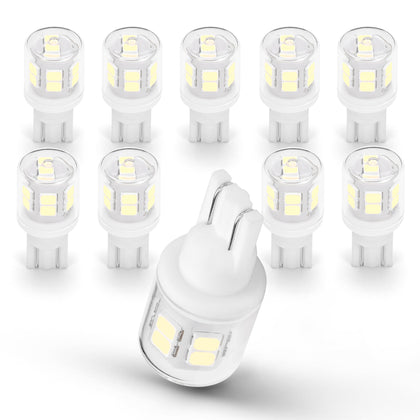 Ziomitus front view of 10-pack T10 bulbs showing packaging and count, clear replacement benefit