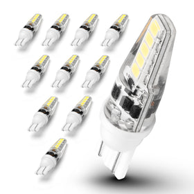 Ziomitus front packaging showing 10-pack T10 LEDs and contents, clear product benefit