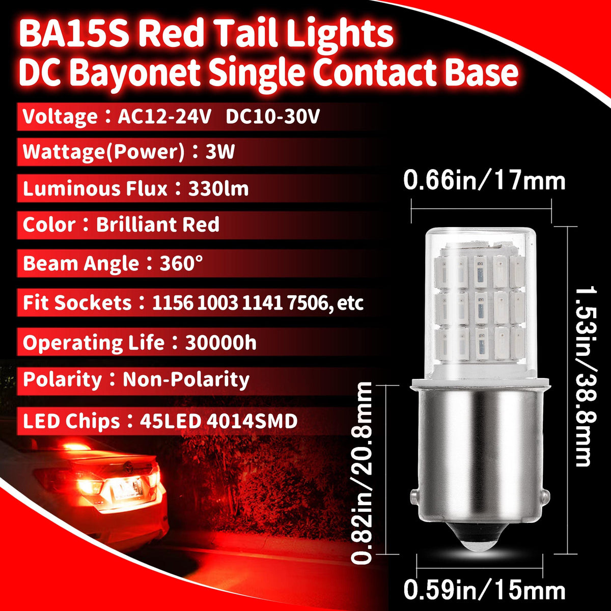 Ziomitus LED installed in vehicle brake light showing improved brightness and clarity