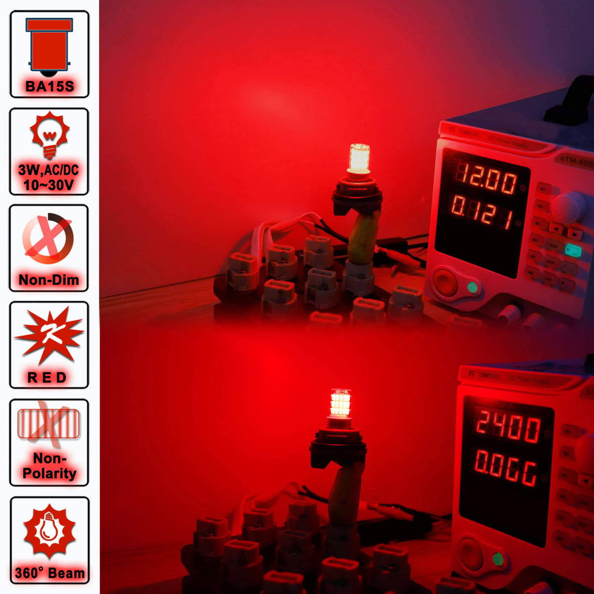 Ziomitus red LED close-up of chips and lens for efficient light output