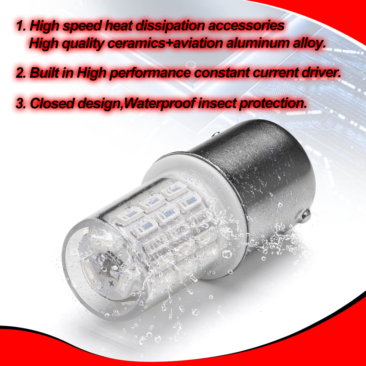 Ziomitus bulb lit in RV tail light showcasing reliable road-ready red illumination