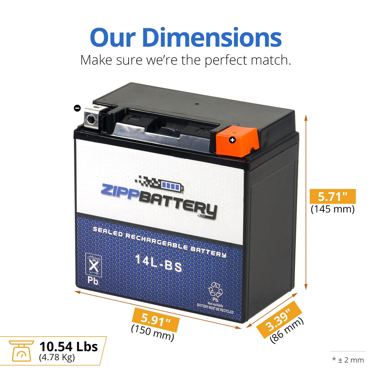 ZIPPBATTERY top view highlighting nut-and-bolt T3 terminals for secure connection