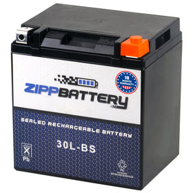 ZIPPBATTERY front view showing compact 30Ah design and durable case