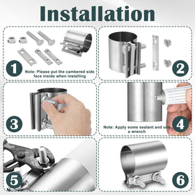 zisiueel clamp mounted on exhaust pipe demonstrating leak reduction and ease of use