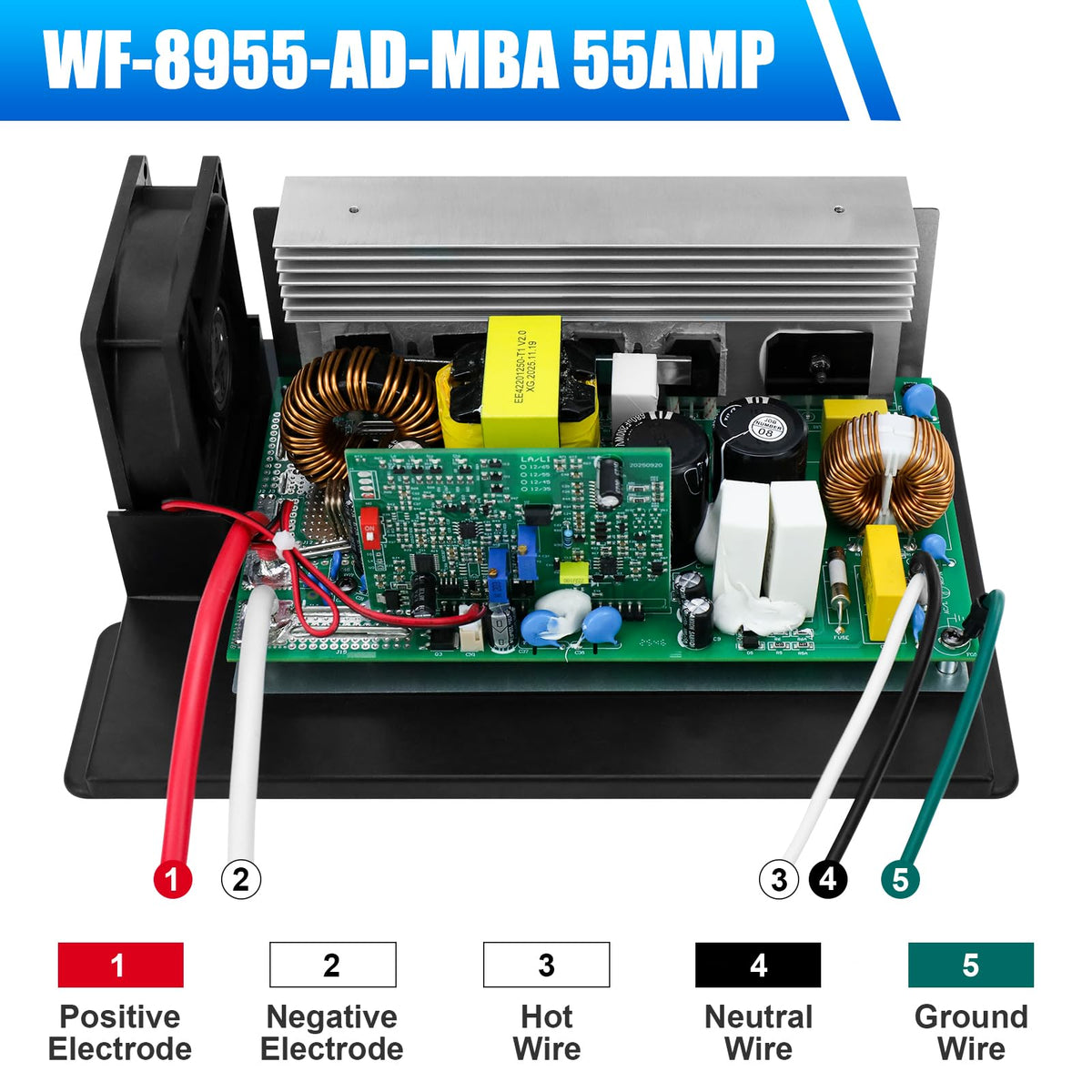zixixvan product label with specs confirming 55A output and compatibility