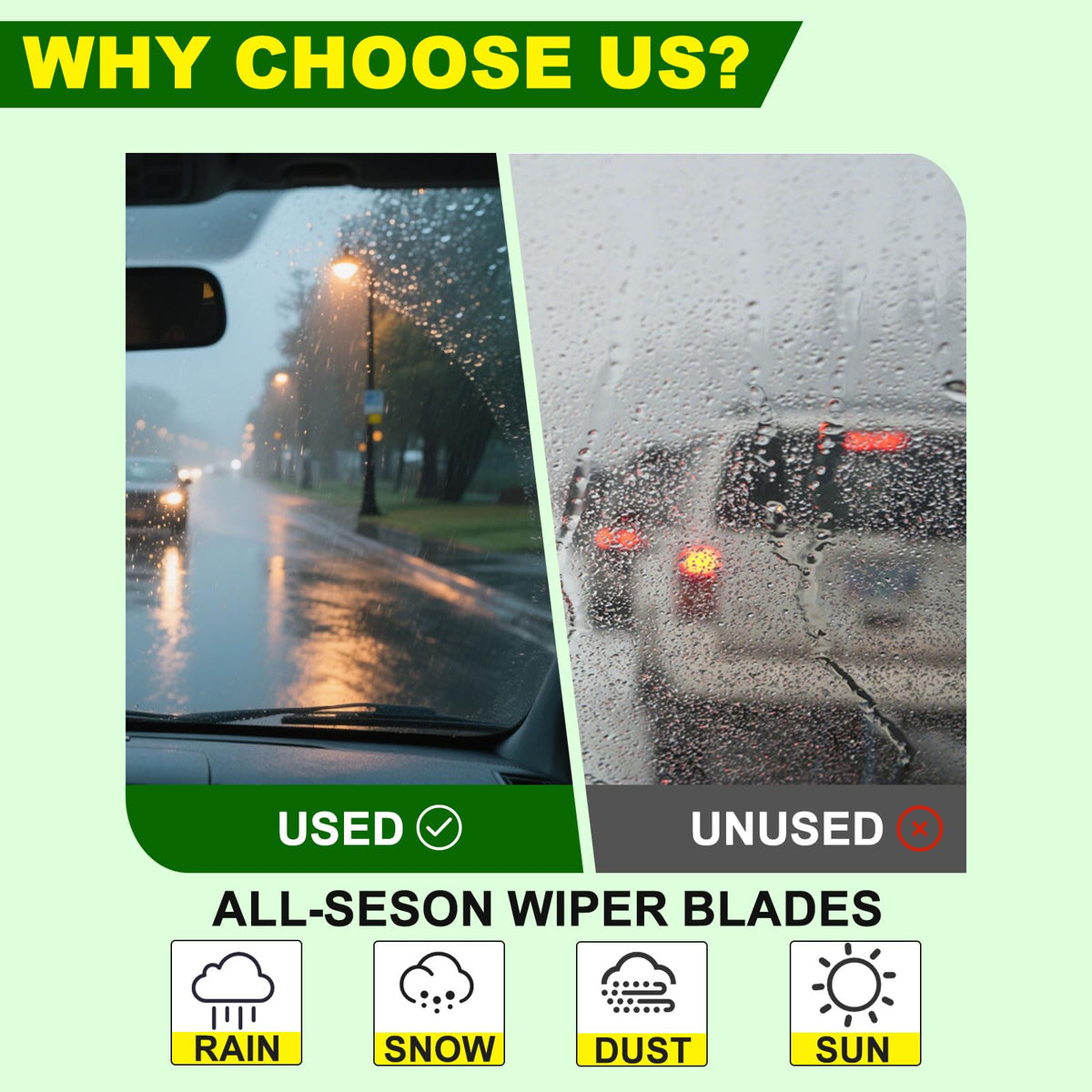 ZIXMMO blades installed on windshield delivering clear visibility