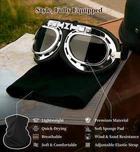 ZIYOGIFT goggles and visor set displayed for vintage style and improved eye protection