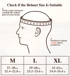 ZIYOGIFT helmet scale with ruler illustrating size L fit and lightweight design