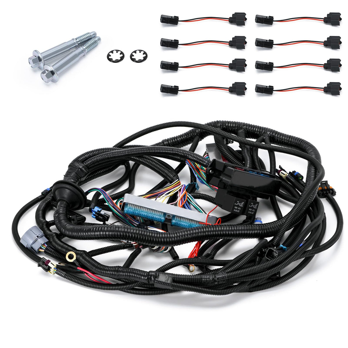 ZJTBLL front view of complete harness showing organized connectors and quick install benefit