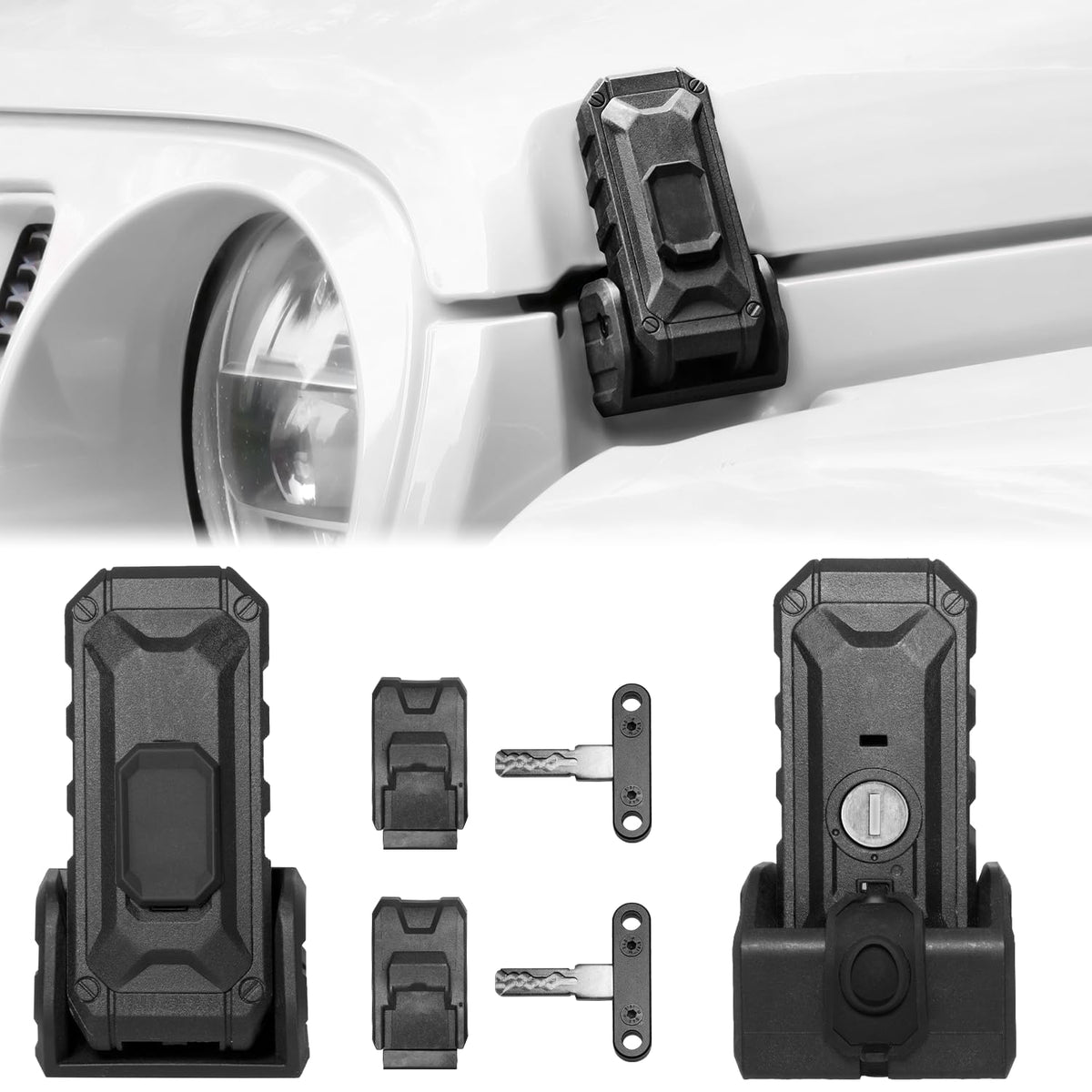 ZKJAYOE front view installed on Jeep showing secure hood fit and improved stability