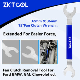 ZKTOOL close-up of 32mm and 36mm wrenches demonstrating exact fit