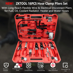 ZKTOOL flexible cable pliers close-up, demonstrating reach for tight spaces