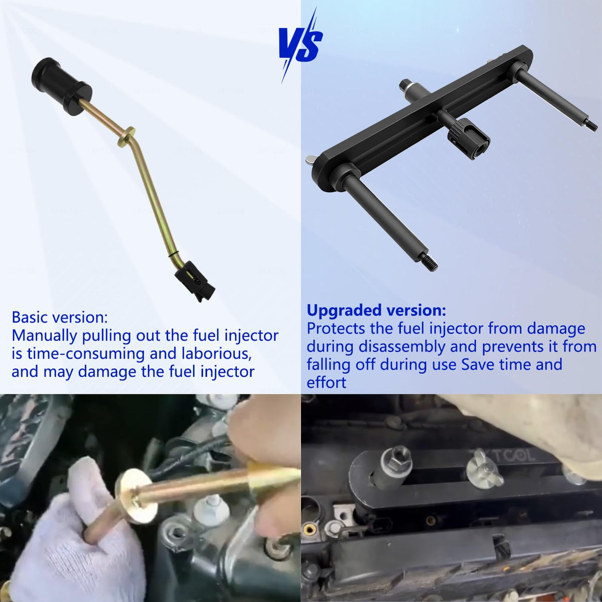 ZKTOOL installed on engine demonstrating safe injector removal