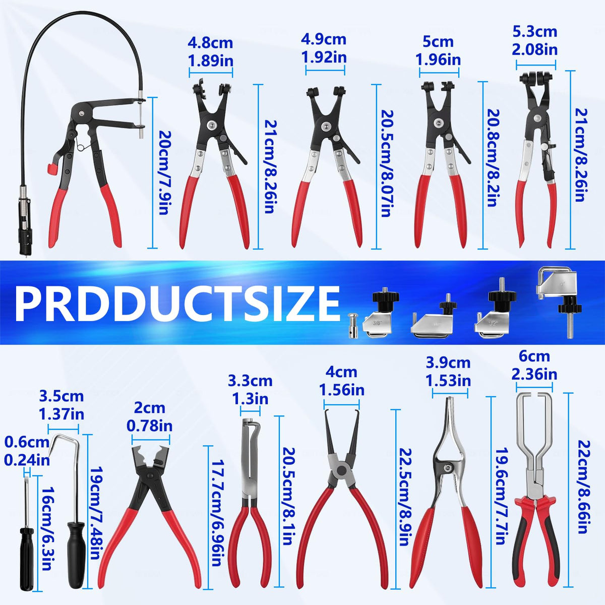 ZKTOOL pinch-off pliers with size references, preventing fluid loss during service