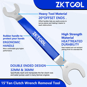 ZKTOOL pulley retention bar engaged on pulley to prevent rotation during removal