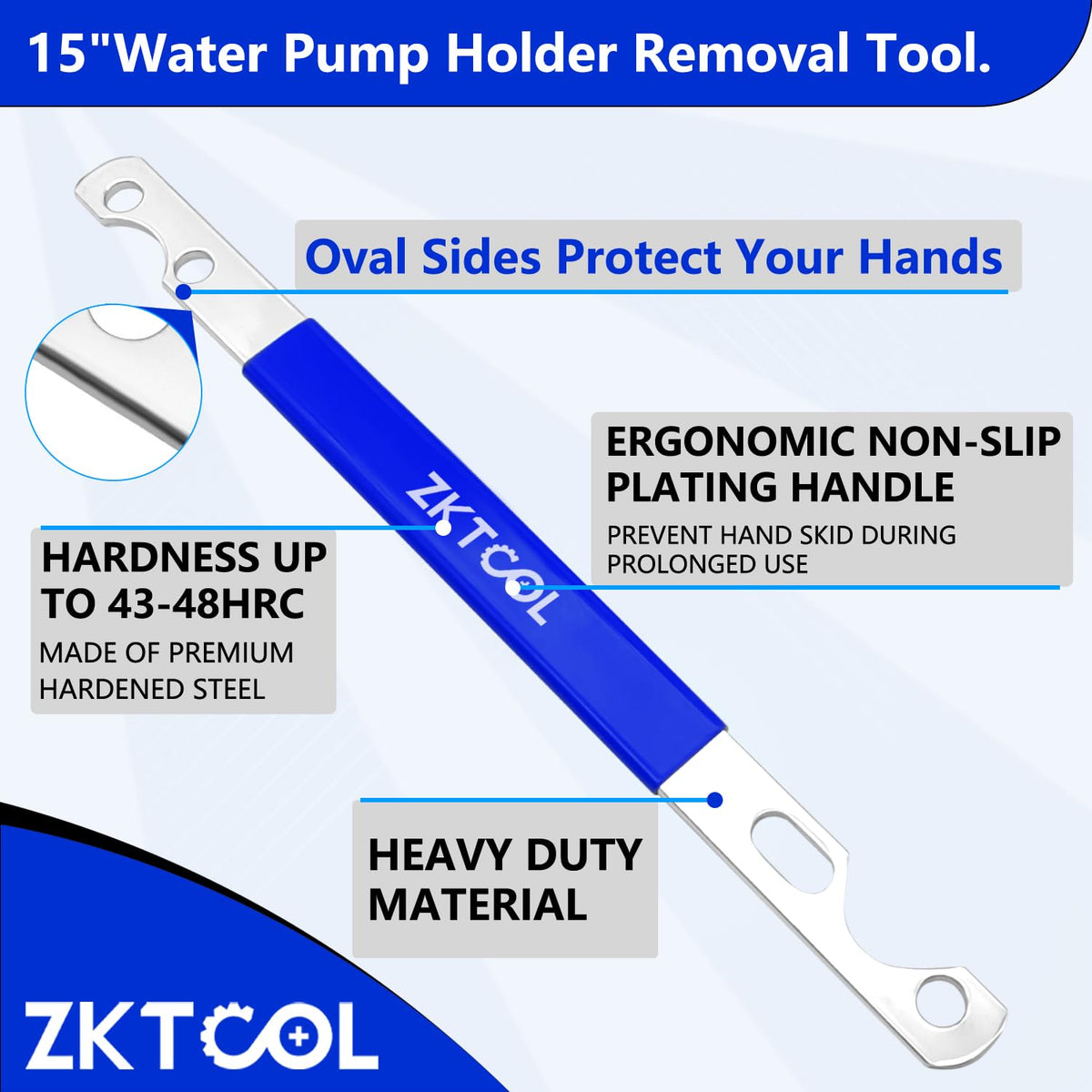 ZKTOOL rubber grip handle texture for improved comfort and better control