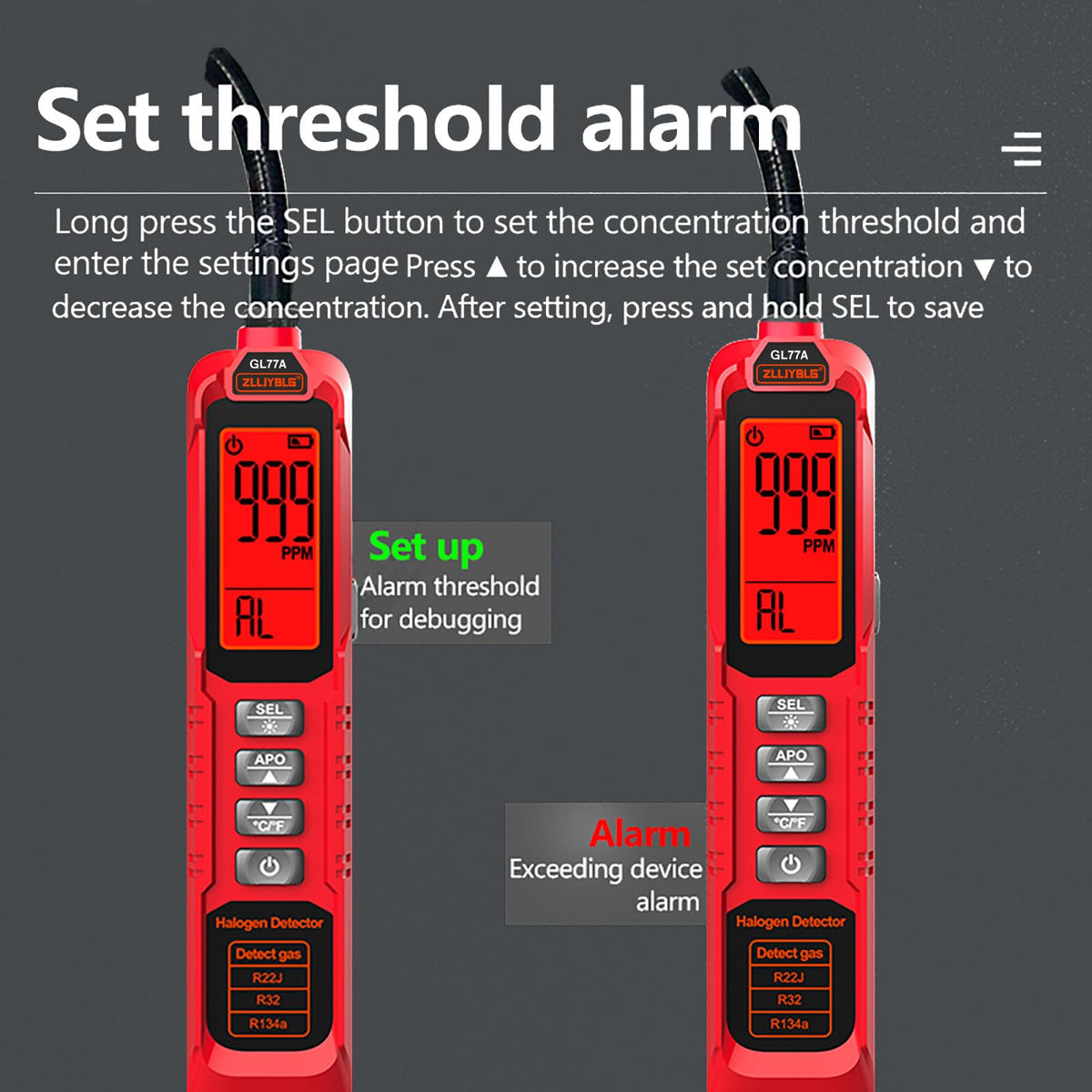 ZLLJYBLG GL77A used during automotive AC service to pinpoint freon leaks accurately