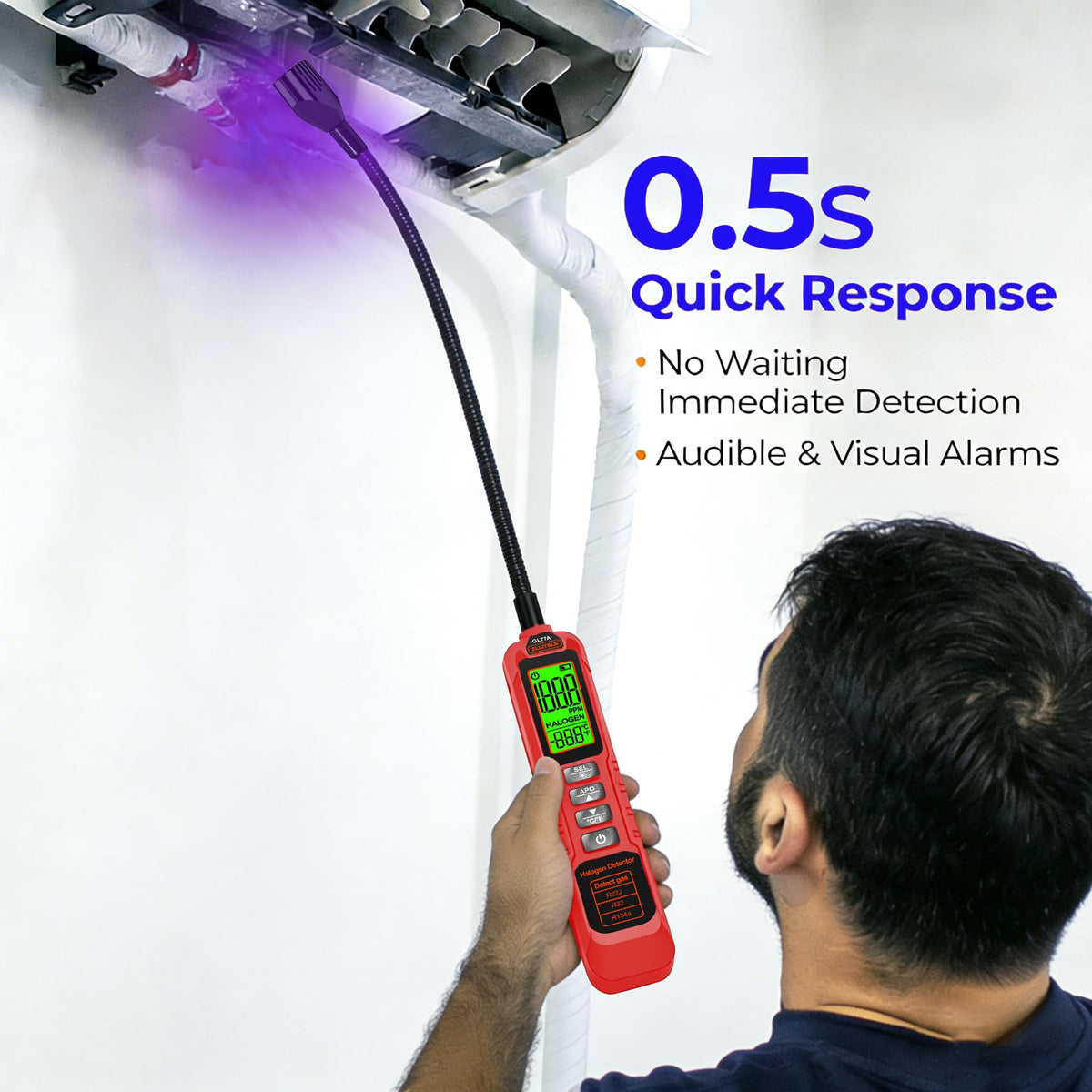 ZLLJYBLG GL77A UV light leak visualization highlighting refrigerant traces for faster diagnosis