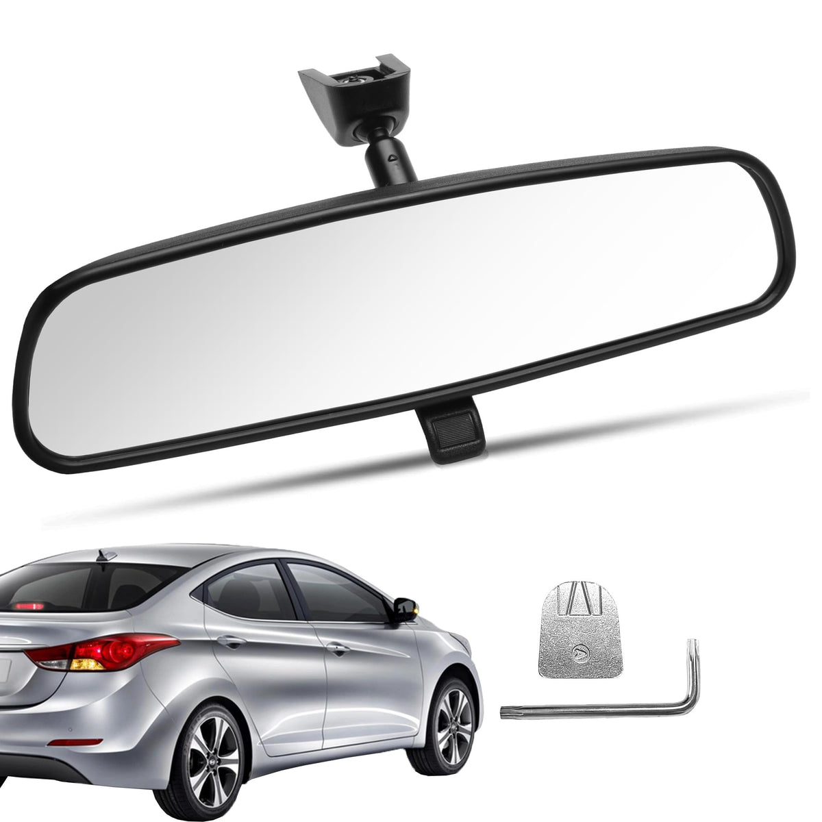 ZLPTEAM front view of interior mirror showing clean OEM fit and improved visibility
