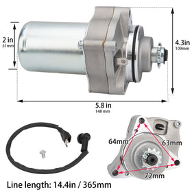 ZMCYNG starter side profile next to ruler to show scale and dimensions