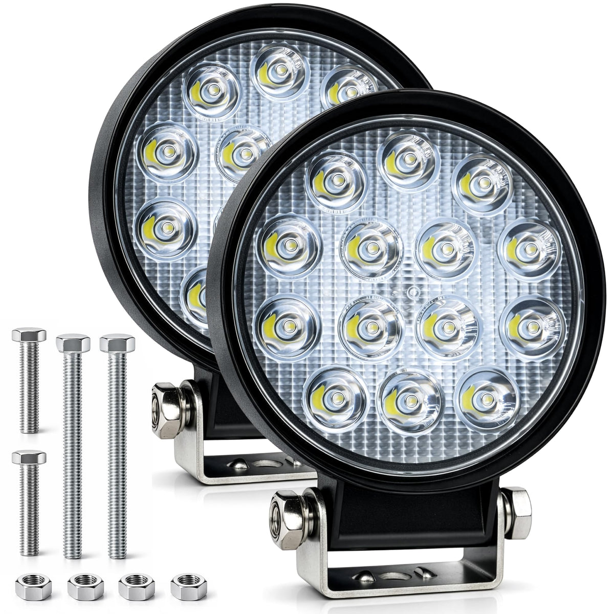 Zmoon front view packaged lights showing compact round design and high output