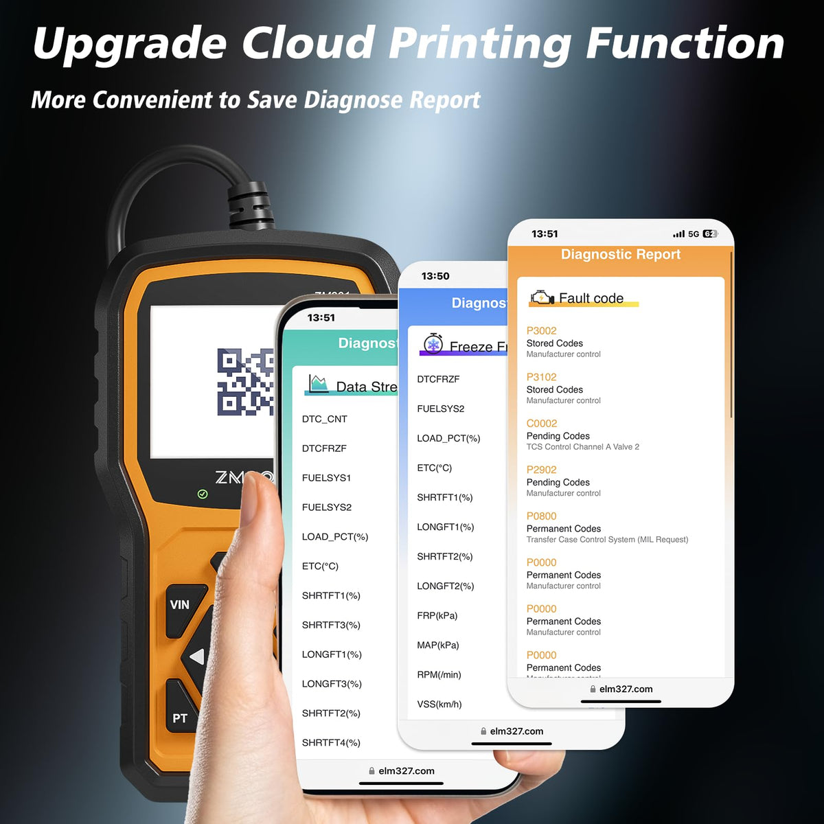 Zmoon ZM301 connected to car OBD port demonstrating in-vehicle use