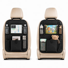 Zntezed front view of organizer showing full pocket layout and tidy storage benefit