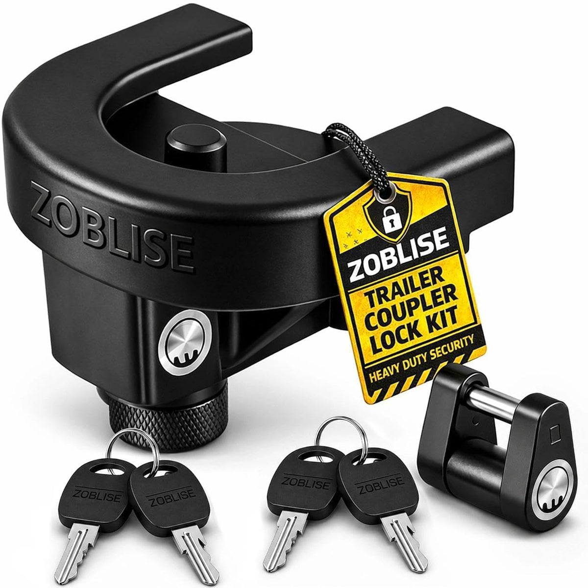 Zoblise front view of lock set showing secure design and visible theft deterrent
