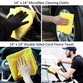 ZODISTORE coral fleece and microfiber towels with squeegee producing streak-free windows