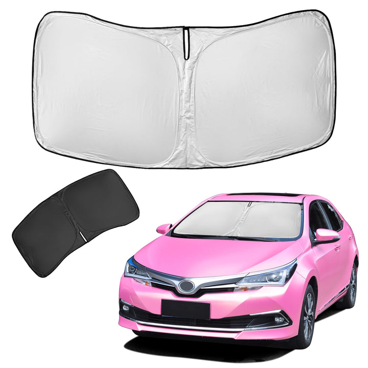 ZOIBV sun shade front packaging showing full windshield coverage and protection