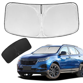 ZOIBV front view of sun shade showing full windshield coverage and protection