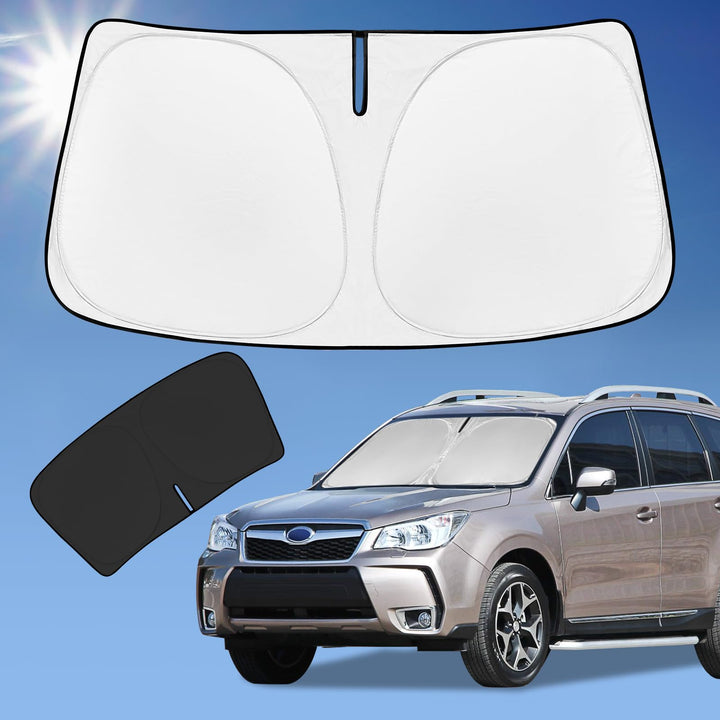 ZOIBV sun shade front view showing full windshield coverage and quick setup benefit