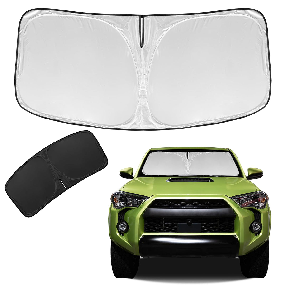 ZOIBV front view showing snug fit on Toyota 4Runner windshield and heat reduction