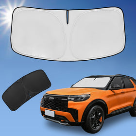 ZOIBV front view of sunshade packaging showing fit and benefits