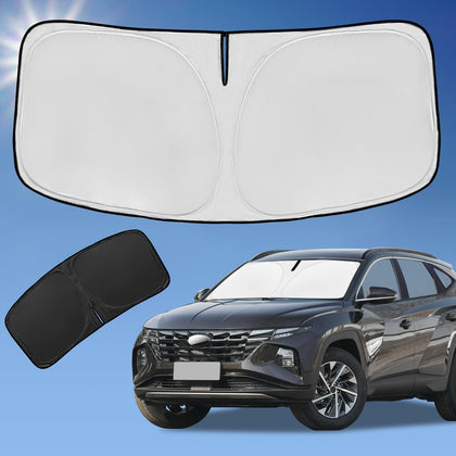 ZOIBV front view of sun shade on windshield showing full fit and protection