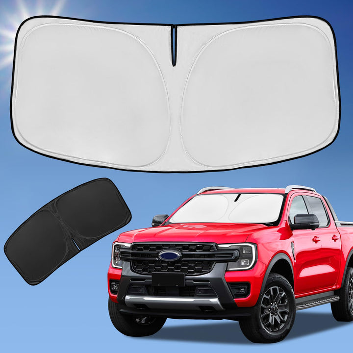 ZOIBV front view of sunshade folded and packaged, shows portability and fit benefits