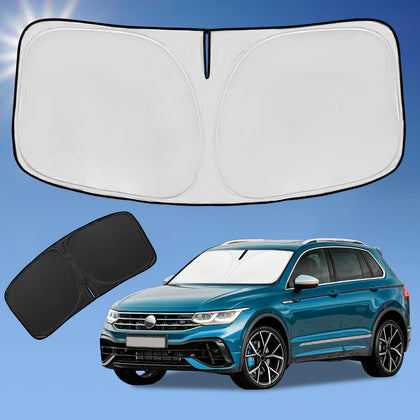 ZOIBV front view of sunshade showing full windshield coverage and protection