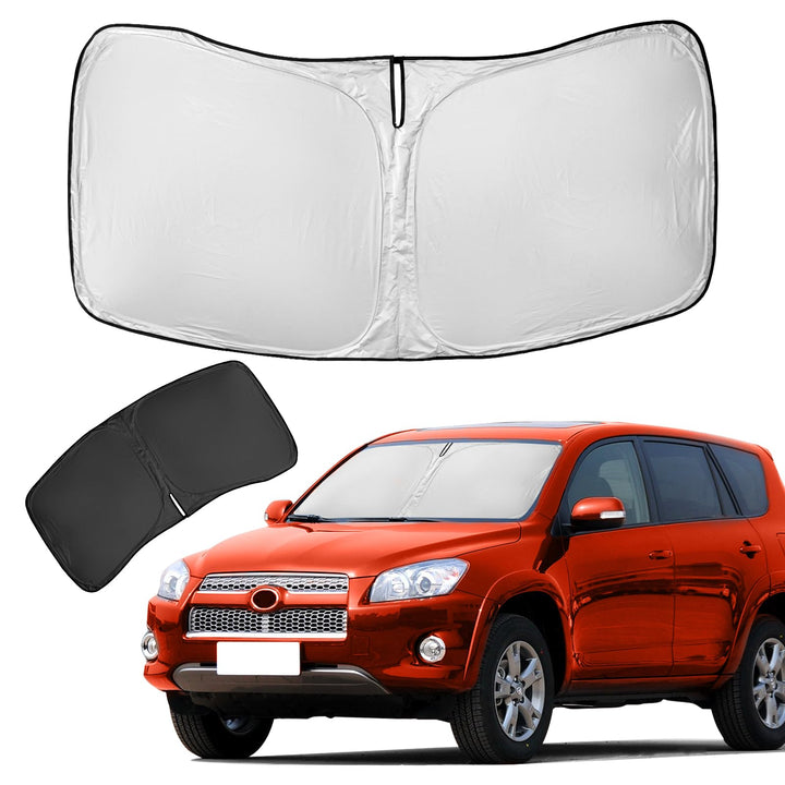 ZOIBV front view on RAV4 showing full windshield coverage and sun protection