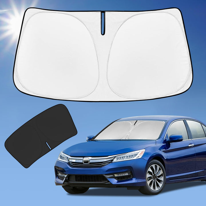 ZOIBV front view windshield cover showing full-fit protection and sun reflection